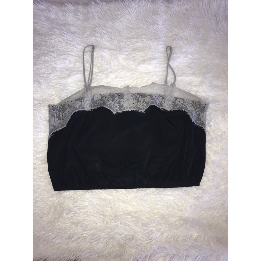 ✨RARE✨Free people black silk lace crop top cami